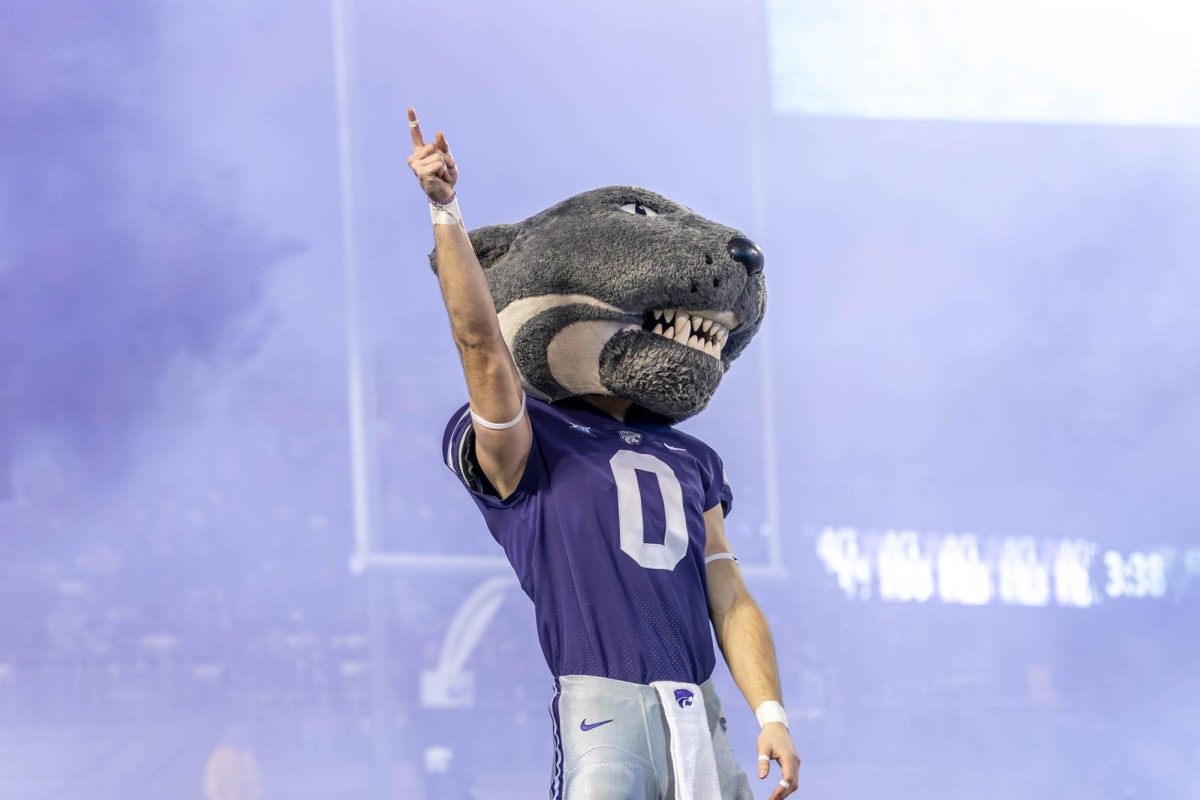 Willie hypes up the crowd as he runs out of the tunnel with the football team v.s. Cincinnati on November 23, 2024. Photo by Erica Merz.